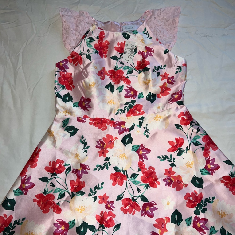 Size 16 Children’s Place Pink Floral Dress with flats